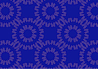 A repeating pattern of pink and blue circles on a blue background”. The circles are made of small pink lines and are arranged in a grid-like pattern. The background is solid blue.